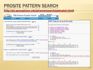 PROSITE PATTERN SEARCH
42
(http://pir.georgetown.edu/pirwww/search/patmatch.html)
 