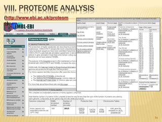 VIII. PROTEOME ANALYSIS
74
(http://www.ebi.ac.uk/proteom
e)
 