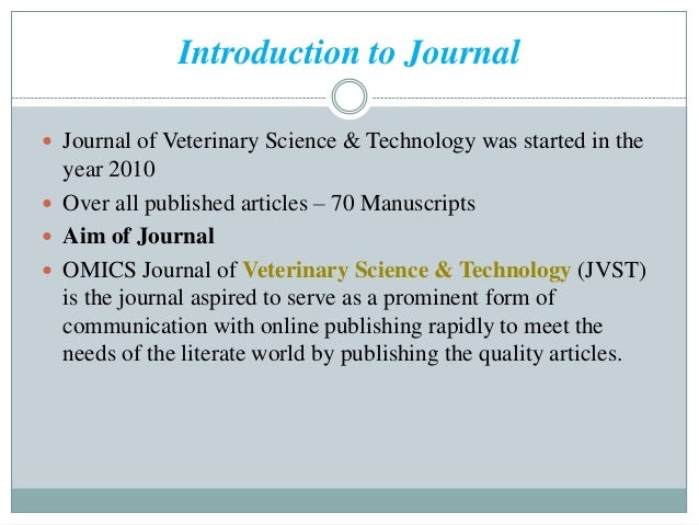 research & reviews journal of veterinary science and technology