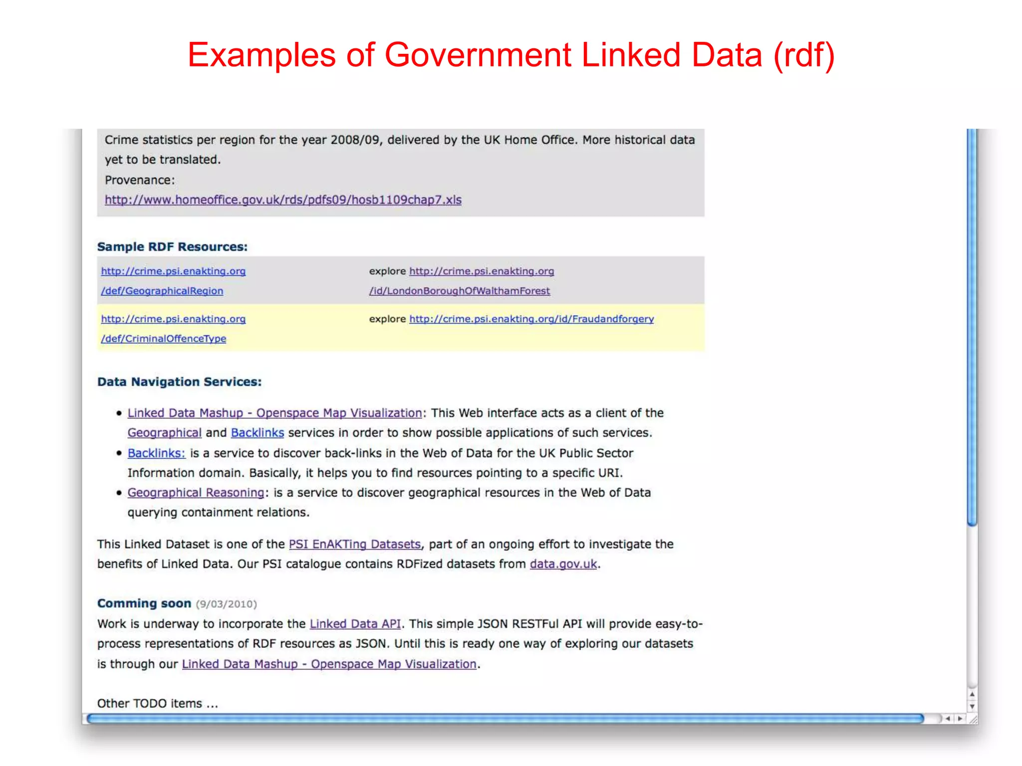 Examples of Government Linked Data (rdf)
 