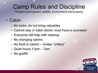 Who’s WhoLou Doughtery, Florida National Guard Youth CoordinatorShawn Baltzell Camp ManagerConnie Mirrop, OMK Camp CoordinatorDecember James,OMK YouthDevelopmentSpecialistCliff LewisOMK Coordinator