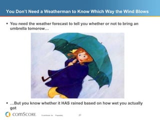 You need the weather forecast to tell you whether or not to bring an umbrella tomorow……But you know whether it HAS rained based on how wet you actually gotYou Don’t Need a Weatherman to Know Which Way the Wind Blows