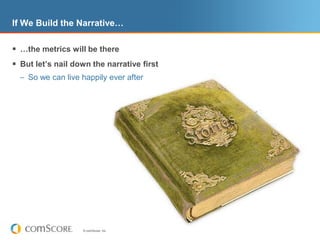 If We Build the Narrative……the metrics will be thereBut let’s nail down the narrative firstSo we can live happily ever after