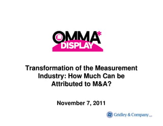 Transformation of the Measurement
    Industry: How Much Can be
        Attributed to M&A?

         November 7, 2011
 