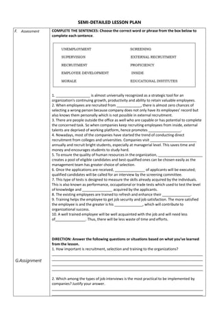 organizational management lesson plan modules | DOCX