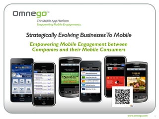 1
Turn Mobile to a Business Advantage
Your Mobile Engagement Strategies Delivered
Low Risk, Fast, & Low Cost
 