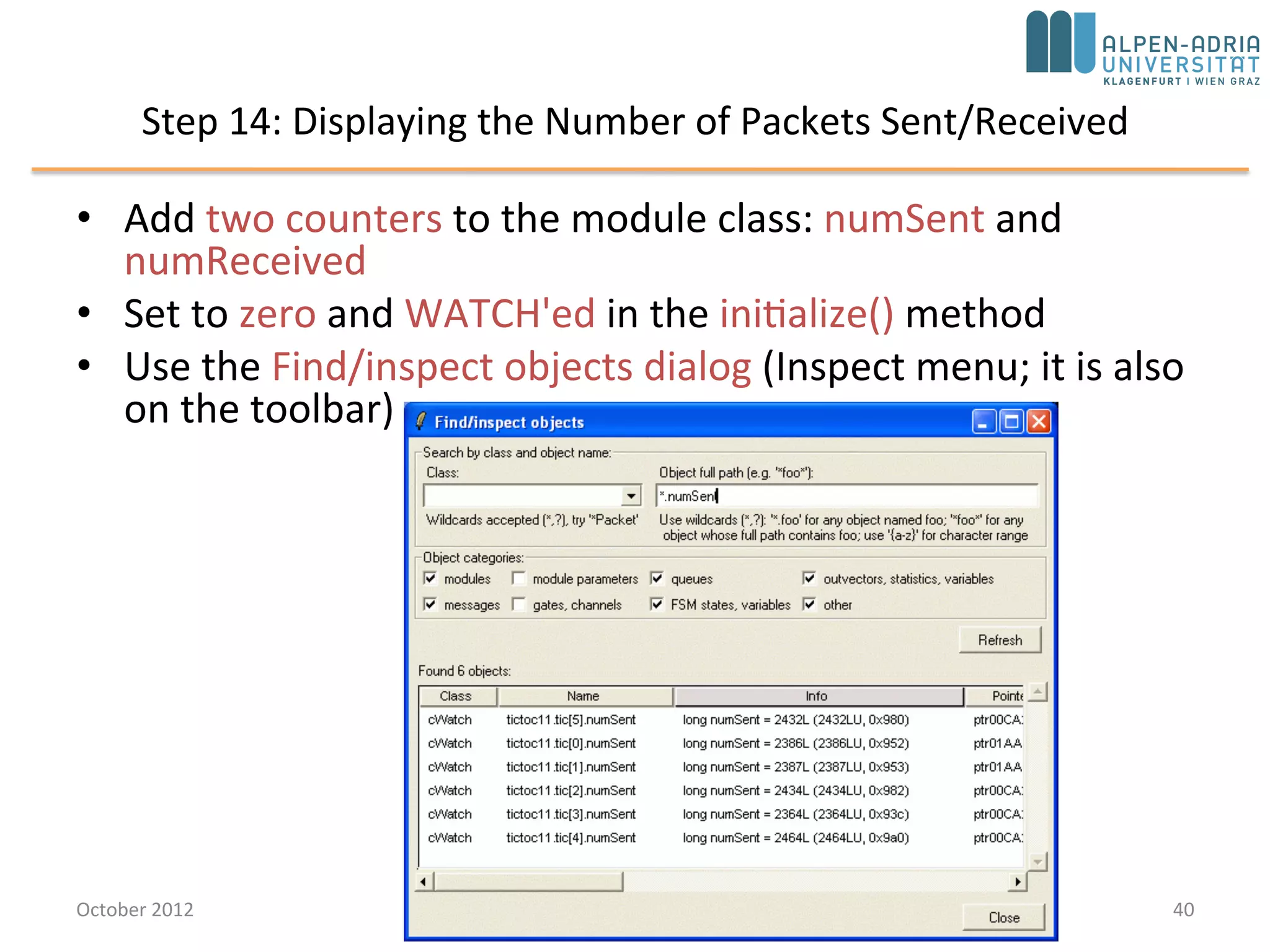 Step 13: Defining our Message Class (cont’d)
October 2015 C. Timmerer - AAU/TEWI/ITEC/MMC 40
 
