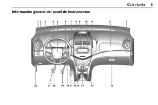 Manual del propietario Chevrolet Sonic (GMK-Localización-México-
10371486) - 2017 - crc - 7/8/16
Guía rápida 9
Información general del panel de instrumentos
 