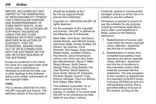 Manual del propietario Chevrolet Sonic (GMK-Localización-México-
10371486) - 2017 - crc - 7/8/16
258 OnStar
IMPLIED, INCLUDING BUT NOT
LIMITED TO THE WARRANTIES
OF MERCHANTABILITY, FITNESS
FOR A PARTICULAR PURPOSE
AND NONINFRINGEMENT OF
THIRD PARTY RIGHTS. IN NO
EVENT SHALL THE AUTHORS OR
COPYRIGHT HOLDERS BE
LIABLE FOR ANY CLAIM,
DAMAGES OR OTHER LIABILITY,
WHETHER IN AN ACTION OF
CONTRACT, TORT OR
OTHERWISE, ARISING FROM,
OUT OF OR IN CONNECTION
WITH THE SOFTWARE OR THE
USE OR OTHER DEALINGS IN
THE SOFTWARE.
Except as contained in this notice,
the name of a copyright holder shall
not be used in advertising or
otherwise to promote the sale, use
or other dealings in this Software
without prior written authorization of
the copyright holder.
unzip:
This is version 2005-Feb-10 of the
Info-ZIP copyright and license. The
definitive version of this document
should be available at ftp://
ftp.info-zip.org/pub/infozip/
license.html indefinitely.
Copyright (c) 1990-2005 Info-ZIP. All
rights reserved.
For the purposes of this copyright
and license, “Info-ZIP” is defined as
the following set of individuals:
Mark Adler, John Bush, Karl Davis,
Harald Denker, Jean-Michel Dubois,
Jean-loup Gailly, Hunter Goatley, Ed
Gordon, Ian Gorman, Chris
Herborth, Dirk Haase, Greg Hartwig,
Robert Heath, Jonathan Hudson,
Paul Kienitz, David Kirschbaum,
Johnny Lee, Onno van der Linden,
Igor Mandrichenko, Steve P. Miller,
Sergio Monesi, Keith Owens,
George Petrov, Greg Roelofs, Kai
Uwe Rommel, Steve Salisbury,
Dave Smith, Steven M. Schweda,
Christian Spieler, Cosmin Truta,
Antoine Verheijen, Paul von Behren,
Rich Wales, Mike White.
This software is provided “as is,”
without warranty of any kind,
express or implied. In no event shall
Info-ZIP or its contributors be held
liable for any direct, indirect,
incidental, special or consequential
damages arising out of the use of or
inability to use this software.
Permission is granted to anyone to
use this software for any purpose,
including commercial applications,
and to alter it and redistribute it
freely, subject to the following
restrictions:
1. Redistributions of source code
must retain the above copyright
notice, definition, disclaimer,
and this list of conditions.
2. Redistributions in binary form
(compiled executables) must
reproduce the above copyright
notice, definition, disclaimer,
and this list of conditions in
documentation and/or other
materials provided with the
distribution. The sole exception
to this condition is redistribution
of a standard UnZipSFX binary
(including SFXWiz) as part of a
self-extracting archive; that is
permitted without inclusion of
this license, as long as the
 