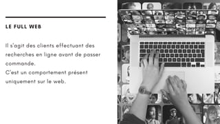 LE FULL WEB
Il s'agit des clients effectuant des
recherches en ligne avant de passer
commande.
C'est un comportement présent
uniquement sur le web.
 