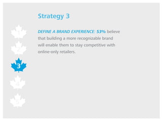 Strategy 3
DEFINE A BRAND EXPERIENCE: 53% believe
that building a more recognizable brand
will enable them to stay competi...