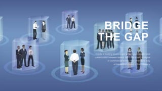 14
BRIDGE
THE GAP
Create a trusting environment with mutual respect and
collaboration between teams. Don’t limit it only to digital
or commercial teams. This will incite a truly
entrepreneurial spirit in the company
 