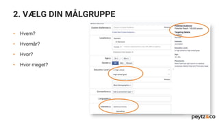 2. VÆLG DIN MÅLGRUPPE
• Hvem?
• Hvornår?
• Hvor?
• Hvor meget?
 