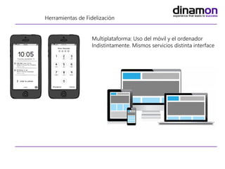 Herramientas de Fidelización
Multiplataforma: Uso del móvil y el ordenador
Indistintamente. Mismos servicios distinta interface
 