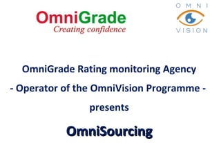 М.И. Трейвиш
Президент
Агентство рейтингового
мониторинга «ОмниГрейд»
www.omnigrade.com
OmniGrade Rating monitoring Agency
- Operator of the OmniVision Programme -
presents
OmniSourcingOmniSourcing
 