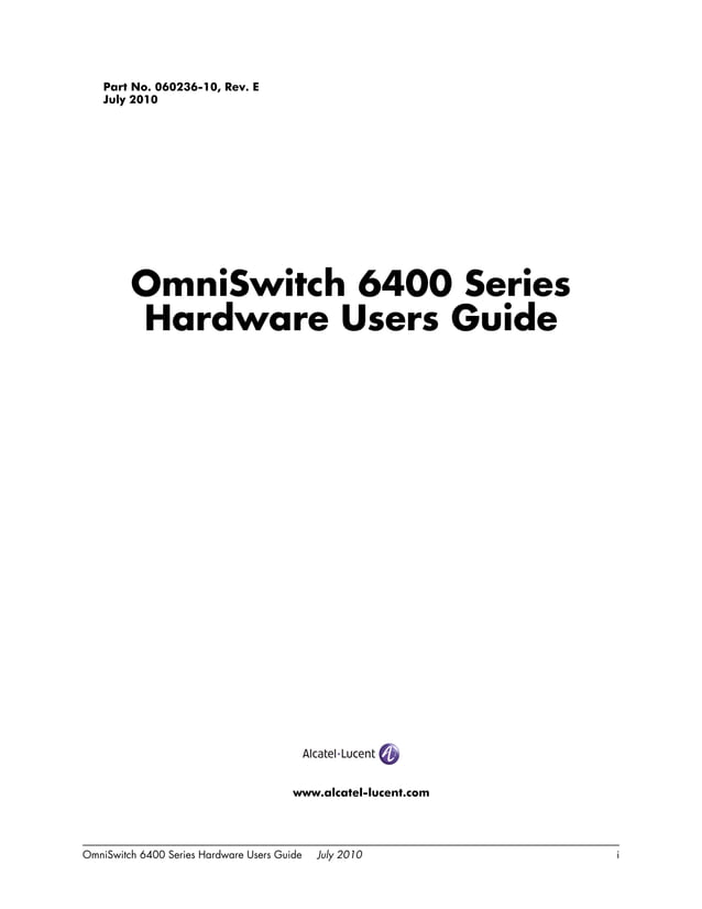 Omni switch 6400 series hardware users guide PDF