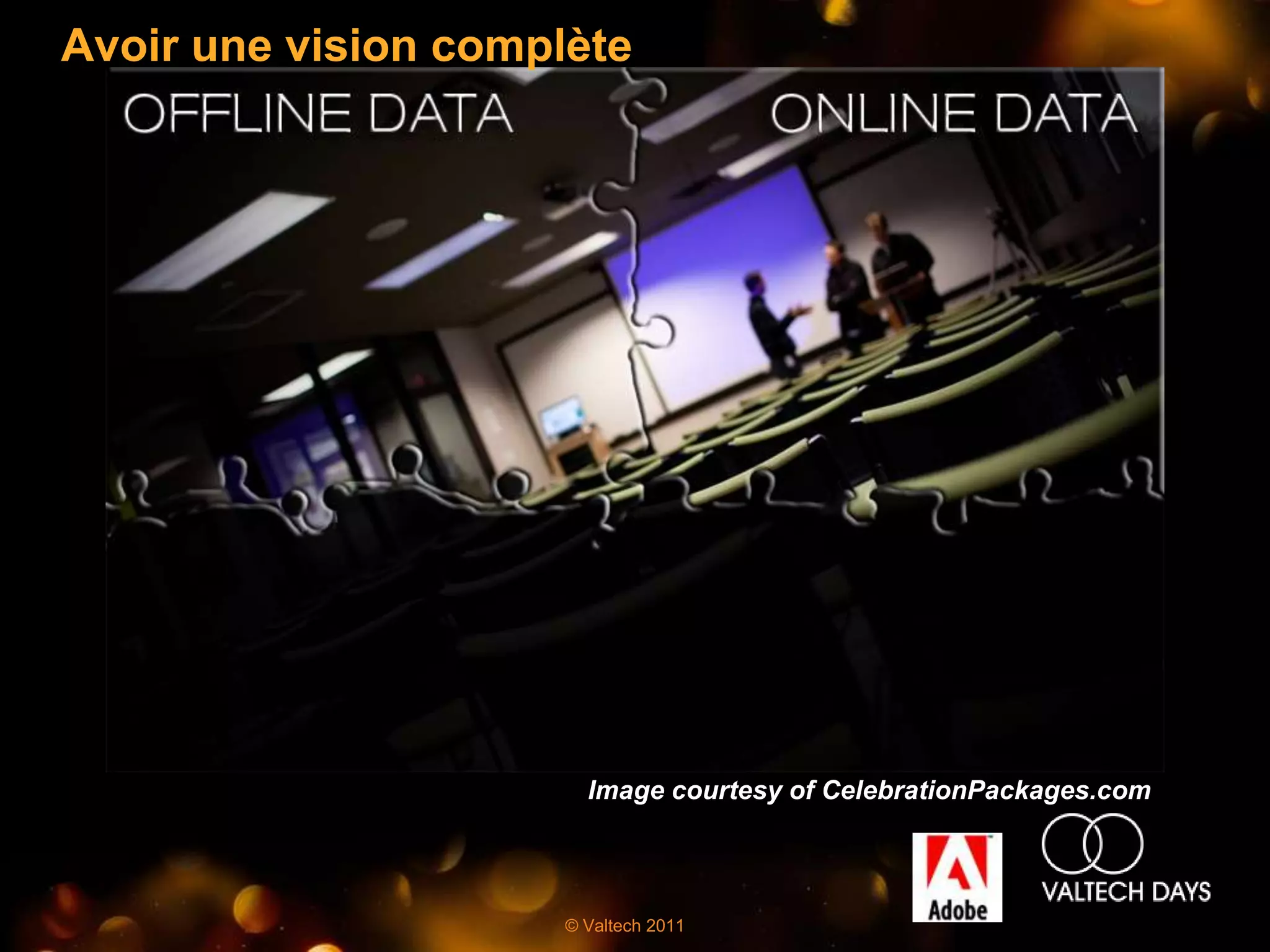 Avoir une vision complète




                        Image courtesy of CelebrationPackages.com




                      © Valtech 2011
 