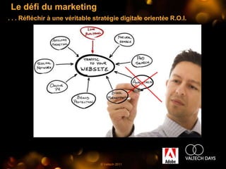 Le défi du marketing
. . . Réfléchir à une véritable stratégie digitale orientée R.O.I.




                                  © Valtech 2011
 