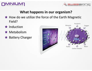 What happens in our organism?
How do we utilize the force of the Earth Magnetic
Field?
Induction
Metabolism
Battery Charger
 