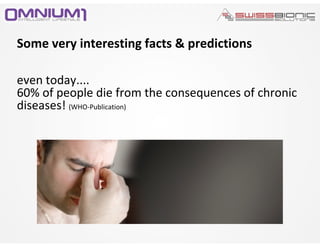 Some very interesting facts & predictions
even today....
60% of people die from the consequences of chronic
diseases! (WHO-Publication)
 