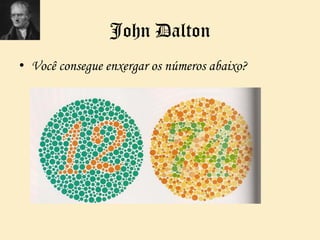 John Dalton
• Você consegue enxergar os números abaixo?
 