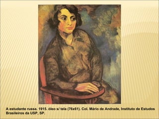 A estudante russa. 1915. óleo s/ tela (76x61). Col. Mário de Andrade, Instituto de Estudos Brasileiros da USP, SP. 