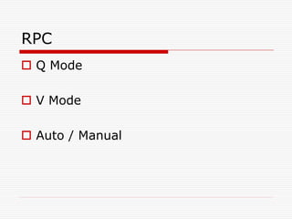 RPC
 Q Mode
 V Mode
 Auto / Manual
 
