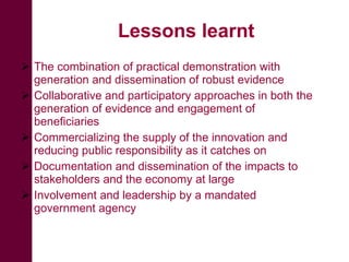 Commercialised supply of training & certification to improve quality and safety of animal products and exploit market demand