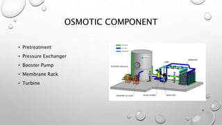 OSMOTIC COMPONENT
• Pretreatment
• Pressure Exchanger
• Booster Pump
• Membrane Rack
• Turbine
9
 