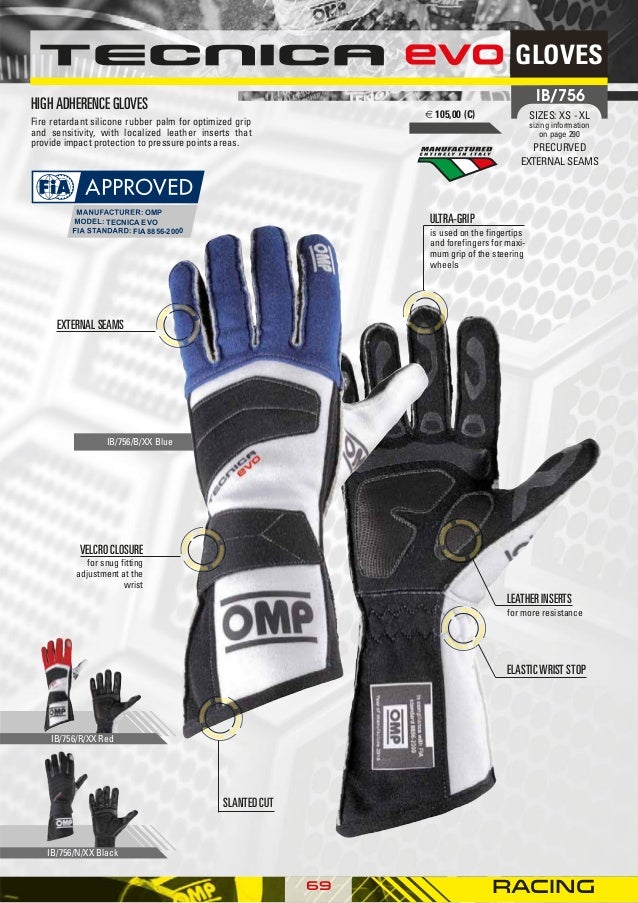 IB//702//B//L Rally Gloves, Blue, Large OMP