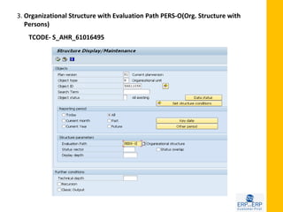 3. Organizational Structure with Evaluation Path PERS-O(Org. Structure with
   Persons)
   TCODE- S_AHR_61016495
 