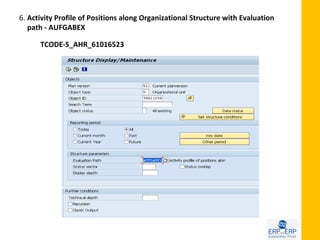 6. Activity Profile of Positions along Organizational Structure with Evaluation
   path - AUFGABEX

      TCODE-S_AHR_61016523
 