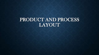 PRODUCT AND PROCESS
LAYOUT
 