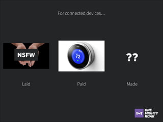 For connected devices…

??

NSFW

Laid

Paid

Made

 