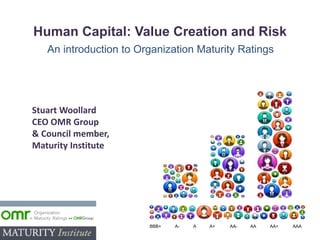 Human Capital: Value Creation and Risk 
An introduction to Organization Maturity Ratings 
BBB+ A- A A+ AA- AA AA+ AAA 
Stuart Woollard 
CEO OMR Group 
& Council member, 
Maturity Institute 
 