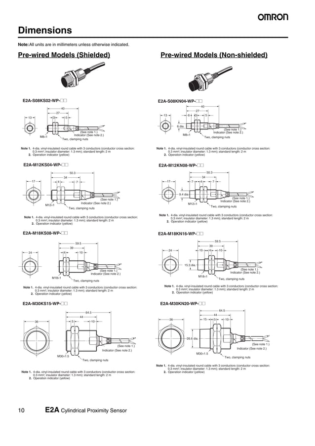 Omron e2 acylindricalproximitysensorseriesdatatraceautomation PDF