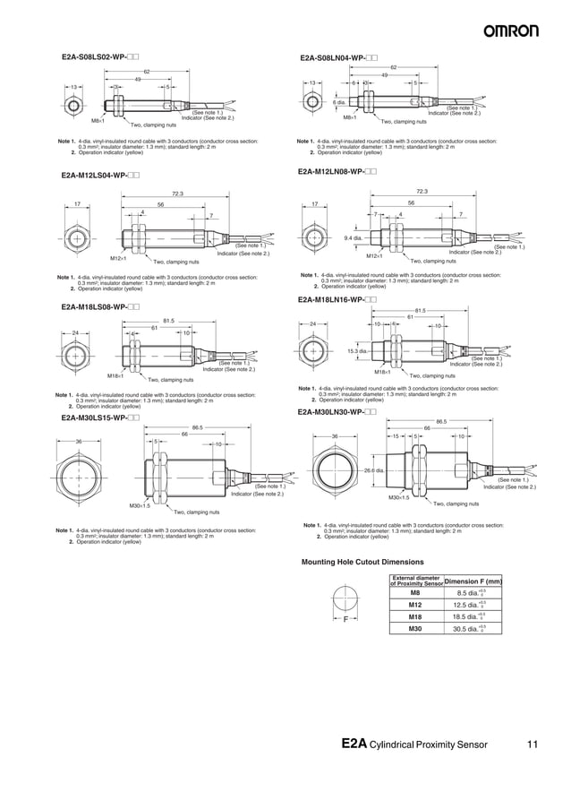 Omron e2 acylindricalproximitysensorseriesdatatraceautomation PDF