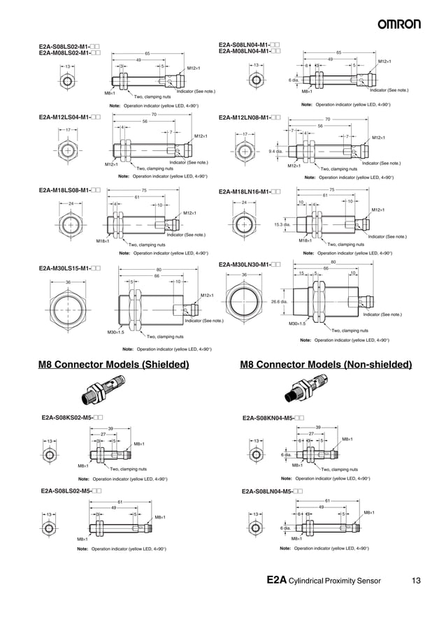 Omron e2 acylindricalproximitysensorseriesdatatraceautomation PDF