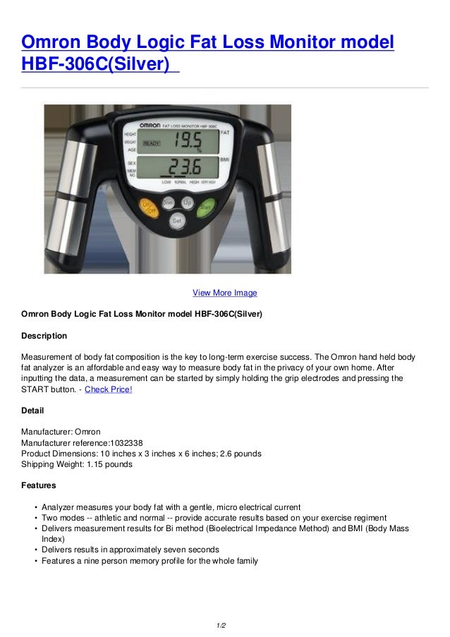 Omron body logic fat loss monitor model hbf 306 c silver