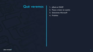 Qué veremos
2
1. ¿Qué es OMS?
2. Pasos a tener en cuenta
3. Soluciones Microsoft
4. Práctica
 