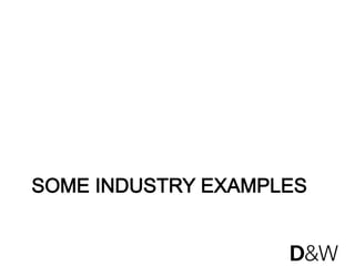 SOME INDUSTRY EXAMPLES
 