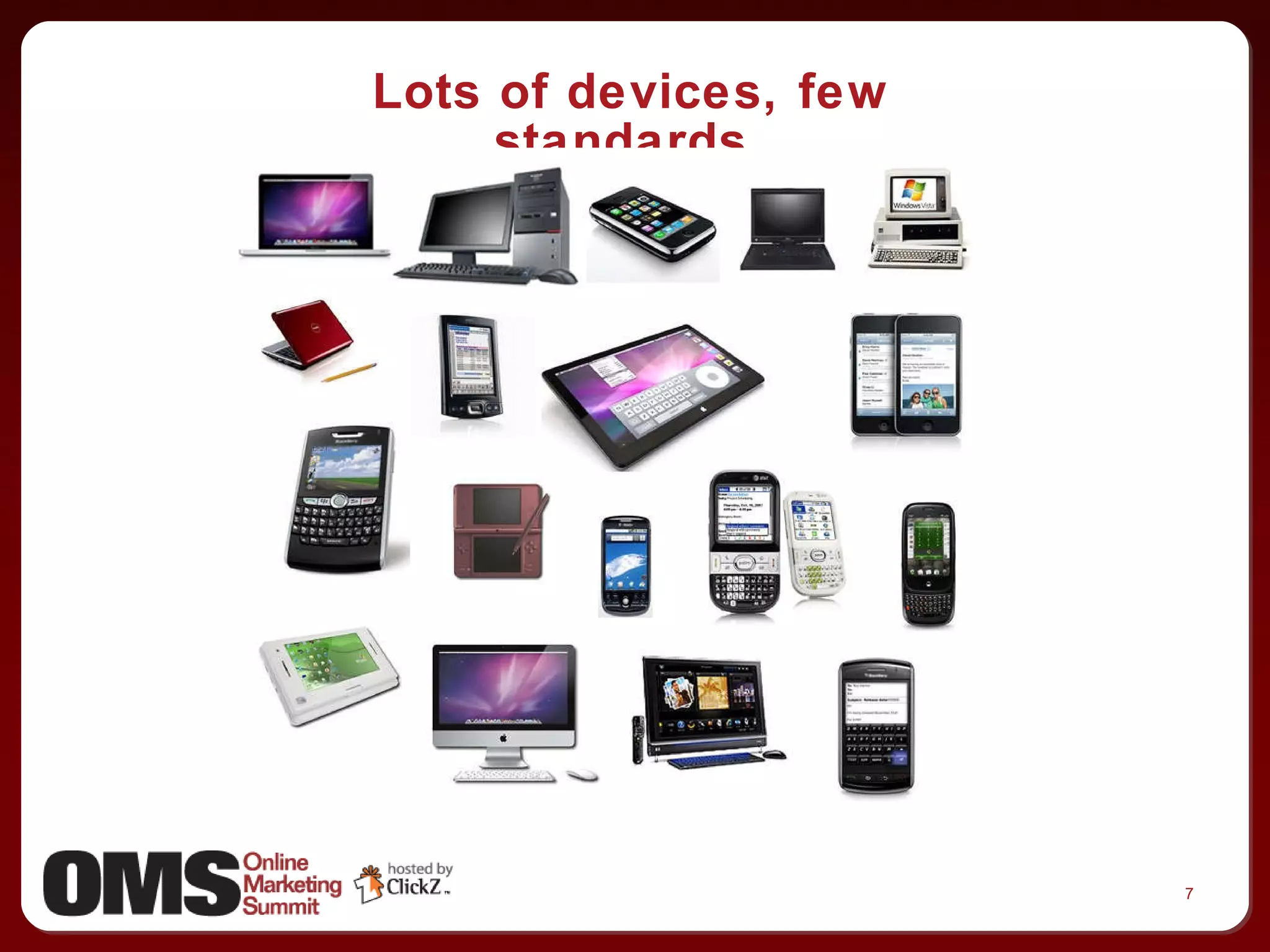Lots of devices, few standards. 