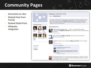 InterestObjective:Allow the user to develop enough interest to become a fan of the Facebook page or member of your Facebook groupTactics:Facebook Fan PageConsistent, substantial content on the wall Facebook GroupApplicationsEvent Pageinterestinterest
