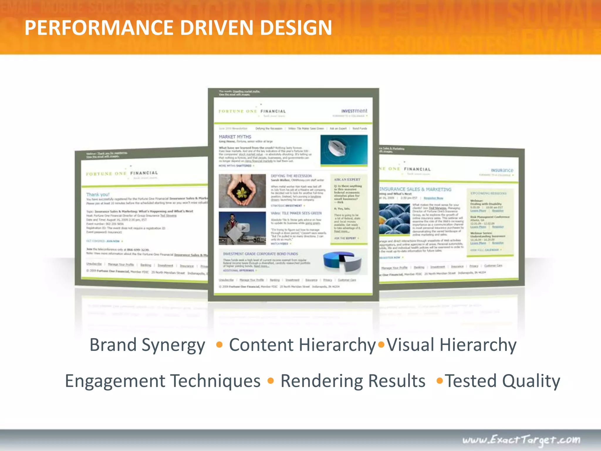 Brand Synergy  • Content Hierarchy•Visual Hierarchy Engagement Techniques • Rendering Results  •Tested QualityPERFORMANCE DRIVEN DESIGN