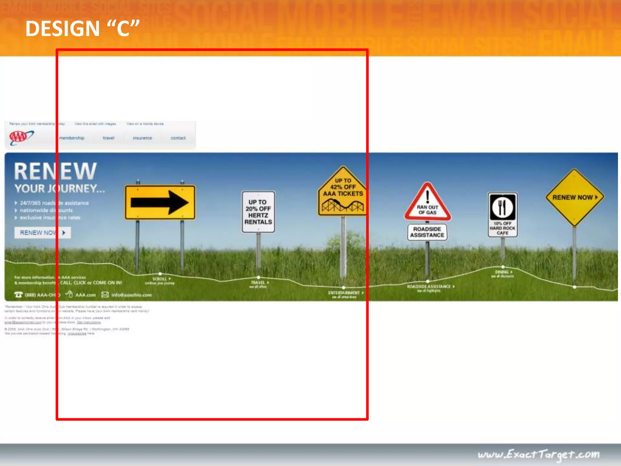 LANDING PAGE TIPSContinuity – graphics, offers, headlines, imagery, dataSet expectations, and follow through accordinglyKeep forms simpleHonest, clear, concise copy – use bullets!Avoid extra elements (navigation, sidebars, images…)Don’t be afraid to re-state valueUse seals!Same rules of email apply to landing pages
