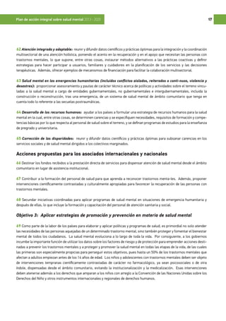 PLAN DE ACCIÓN EN SALUD MENTAL DE LA OMS | PDF