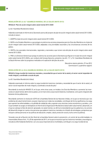 PLAN DE ACCIÓN EN SALUD MENTAL DE LA OMS | PDF