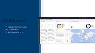 Notable Issues
• Included common issues
• Customizable
• Severity and priority
 