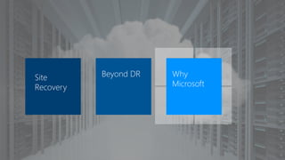Site
Recovery
Why
Microsoft
Beyond DR
 