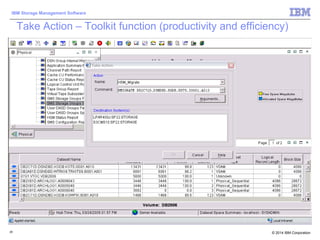 © 2014 IBM Corporation
IBM Storage Management Software
20
Take Action – Toolkit function (productivity and efficiency)
 